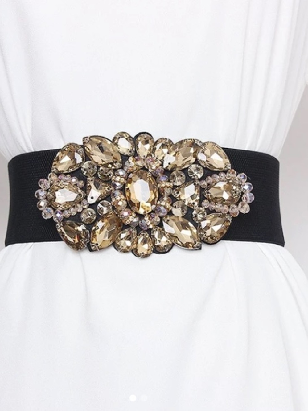 Elegant Black and Gold Embellished Belt